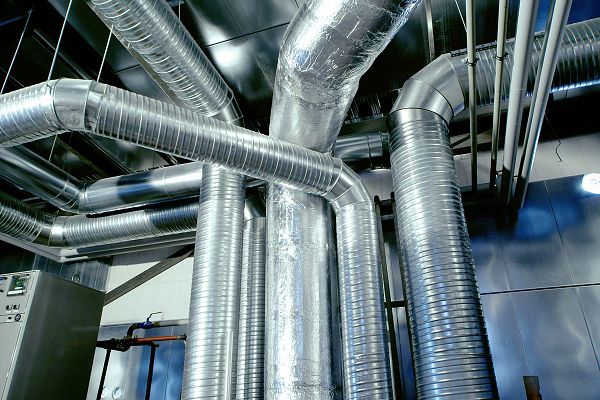 Air conditioning ventilation pipes in commercial HVAC system
